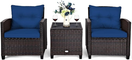 3 PCS Patio Furniture Set, OneSize, Navy