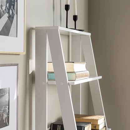 Walker Edison Sophia Modern 4 Shelf Ladder Bookcase , 55 Inch, White