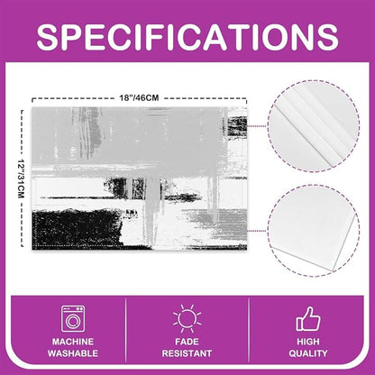 Feelyou Grey White Black Table Place Mats, Geometric Placemats Set of 4 Teens Abstract Modern Art Placemat for Kitchen Dining Table Decor Indoor Outdoor 18"x12" Buffalo Check