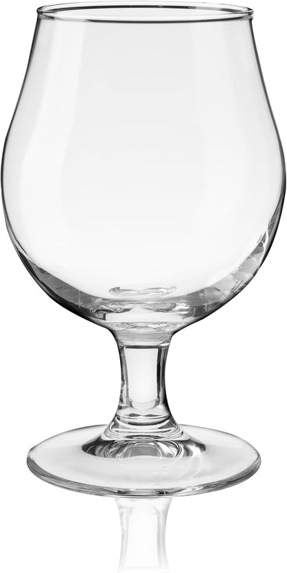 True Classic Tulip Beer Glasses, Sparkling Clear Drinking Glasses for Belgian Ales, Sours, IPA Beers, Cocktails, Gifts for Men, Game Night, Happy Hour, Home Bar, Elegant Glassware, 15 oz, Set of 4