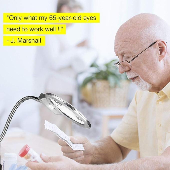 Zyyini 2 in 1 Desk Clip Magnifier with LED Light, Desk Lamp Magnifier, Precision Instrument Repair Magnifier Desk Lamp, Energy Saving LED Light,Great for Reading Jewelry Watch Repairing