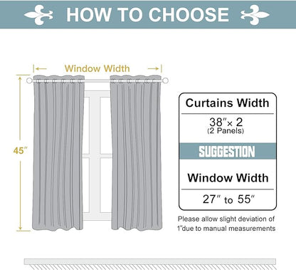 ChrisDowa Grommet Blackout Curtains for Bedroom and Living Room - 2 Panels Set Thermal Insulated Room Darkening Curtains (Black, 38W x 45L)