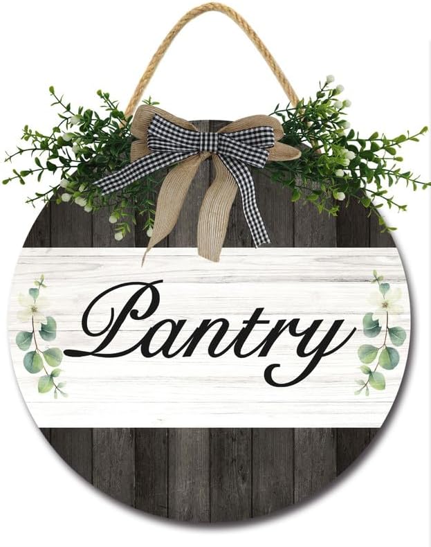 Bidesign Pantry Sign Wall Decor For Door Farmhouse Rustic Hanging Wooden Pantry Room Wall Art Sign For Home Kitchen Pantry Cabinet Decor Kitchen Decorations, 12inches