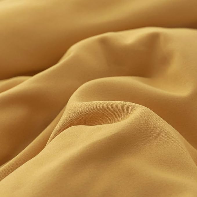 Yellow Comforter Sets Pure Mustard Yellow Bedding Set King 3 Pieces Women Men Ginger Yellow Comforter Insert Sets Lightweight Durable Mustard Yellow Blanket King Quilts Set