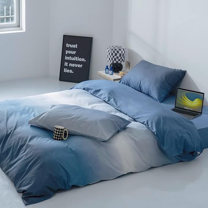 Blue Gradient Comforter Set Twin Blue Bedding Comforter Set Multicolor Light Blue Bedding Set Gradient Blue Blanket Quilts Blue Color Comforter Set for Twin Bed