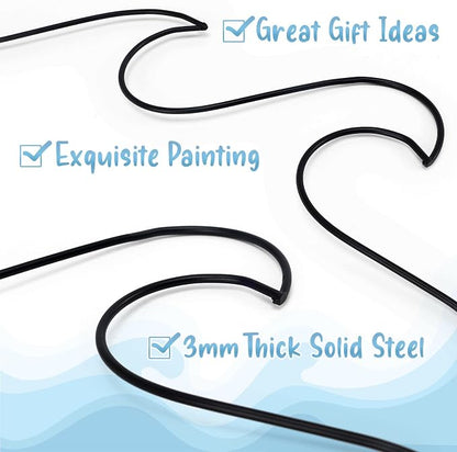 Qmetalart Wave Wall Decor Black Metal Wire Wall Art Ocean Coastal Sea Beach Pictures Surf Nursery Themed Hanging for Home Living Room Sum-mer Seaside Decoration for Bedroom Bathroom