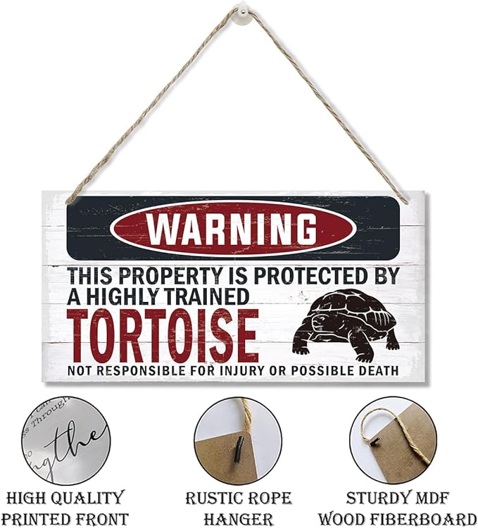 Warning Sign, Tortoise Warning Wood Plaque Sign, Funny Door Signs, Decorative Wood Hanging Suspension Plaque, Farmhouse Wooden Wall Decor, Outdoor Hanging Wooden Signs