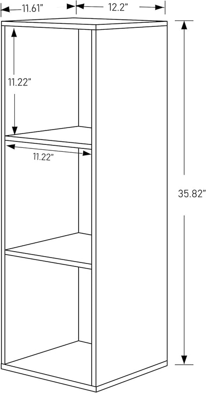 PACHIRA E-Commerce US Wooden Cube Storage Organizer, Unit Shelf, Closet Cabinet, Bookshelf File in Living Room, Bedroom, Study 3 Cube, DARK BROWN