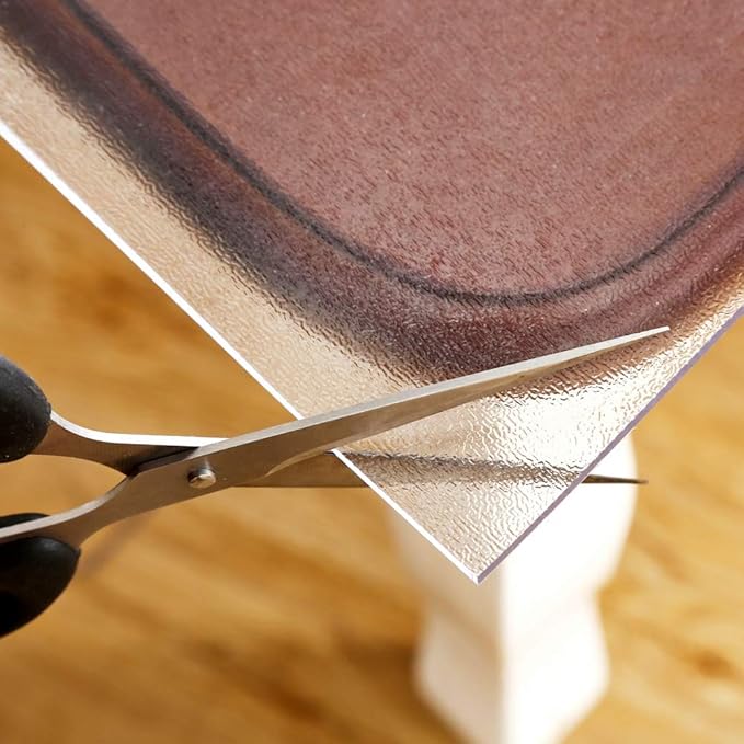 NECAUX Custom 46 x 111 Inch Frosted Table Cover Protector, 1.5mm Thick Wood Grain Transparent Table Pad Non-Slip Tablecloth Plastic Protective Pad for Dining Room Table Conference Table Meeting Table