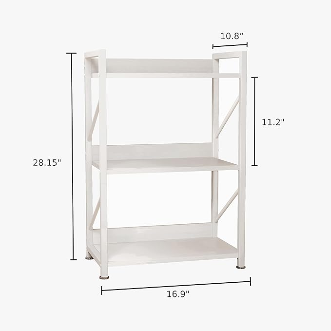 Small Bookshelf for Small Spaces,Modern 3 Tier Bookcase Night Stand, Narrow Book Shelf Organizer, Small Shelf Open Display Rack for Bedroom, Living Room, Home Office(White)