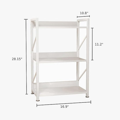 Small Bookshelf for Small Spaces,Modern 3 Tier Bookcase Night Stand, Narrow Book Shelf Organizer, Small Shelf Open Display Rack for Bedroom, Living Room, Home Office(White)