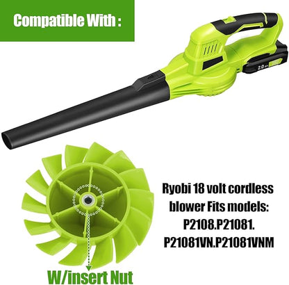 Blower Fan Replacement for Ryobi Leaf Blower 18V One+ P2108 & P21081 Cordless - Fan Blades Replacement Part # 529437004 529437003 529437001
