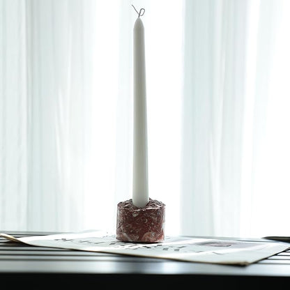 Travertine Candle Holder - Handmade Marble Candlestick Holder for Taper Candle - Vintage Small Stone Candle Sticks Holder Decor for Table Centerpieces, Wedding, Party, Fits 3/4 Inch Thick Candle