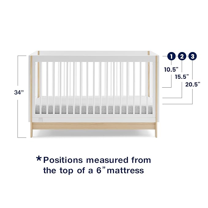 GAP babyGap Tate 4-in-1 Convertible Crib - Greenguard Gold Certified, Bianca White/Natural