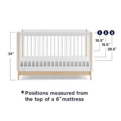 GAP babyGap Tate 4-in-1 Convertible Crib - Greenguard Gold Certified, Bianca White/Natural