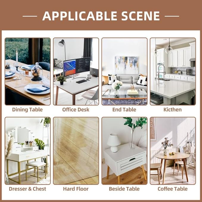 Warmstar Clear Table Cover Protector 12 x 54 Inch,1.5mm Thick Plastic Table Cover Rectangle,PVC Clear Table Protector,Desk Protector Mat for Kitchen, Dresser, Writing Desk，Dining Room Table