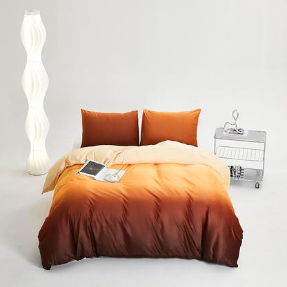 Wellboo Orange Gradient Comforter Sets Full Yellow and Orange Velvet Bedding Comforters Women Modern Plain Orange Brown Flannel Quilts Farmhouse Abstract Art Orange Plush Blanket Winter Fuzzy Bed