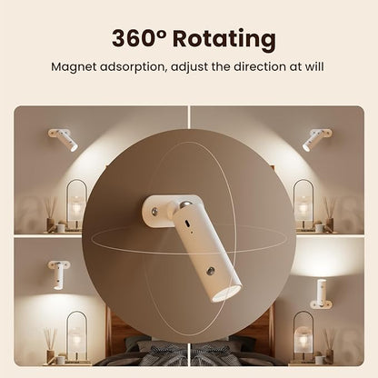 SIEPUNK Cordless Desk Lamp for Home Office, 4 in 1 Multifunctional Rechargeable Touch 3 Colour Temperature Table Lamp with Clamp, Portable Magnetic Bedside Night Desk Light, Ideal for Gifts, White