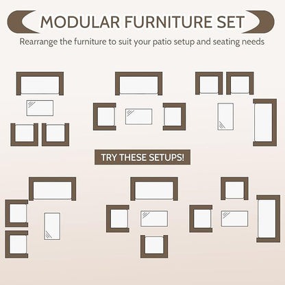 FDW 4 Pieces Wicker Patio Conversation Set Patio Furniture Set with Rattan Chair Loveseats Coffee Table for Outdoor Indoor Garden Backyard Porch Poolside Balcony,Brown Wicker/Red Cushions