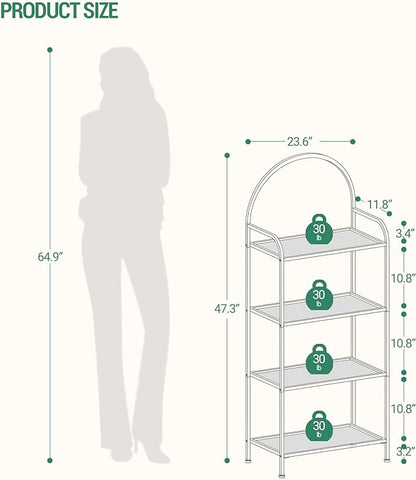 Bookcase Bookshelf, Tempered Glass Bookshelves, Slim Shelving Unit for Bedroom, Bathroom, Home Office, Steel Frame, 4 Tier Black BC21499B