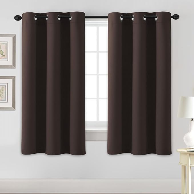 H.VERSAILTEX Blackout Curtains for Bedroom Thermal Insulated Room Darkening Living Room Curtains 63 Inch Long Grommet Privacy Protection Window Curtain Panels/Drapes, 2 Panels, Chocolate Brown