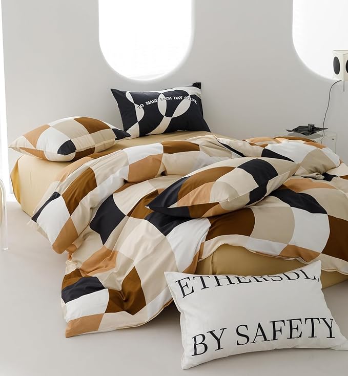 Checkerd Comforter Set Full Multicolored Grid Comforter Men Women Modern Chic Checkered Bed Comforter White Black Plaid Buffalo Full Bedding Comforter All Season Hotel Quality Bed Set