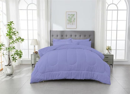 3 Piece Solid Color All Season Bedding Comforter Set Microfiber Soft Lightweight Bedding Set for Kids Teens Adults Room Decor with 1 Comforter and 2 Pillowcases King
