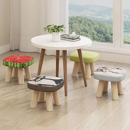 Solid Wood Stool Home Square Low Stool Cute Children's Sofa Stool Chair Fashion Cartoon Creative Small Stool for Kids and Adult, Changing Stool Coffee Table Stool, Bear 330lb (Tree Stump)