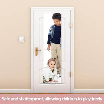 Unbreakable Full Length Wall Mirror,Mirrors for Bedroom,Over The Door Mirror,4 Pcs 12"x12",Shatterproof Plexiglass Acrylic,Long Closet,Workout for Home Gym Body Mirrors for Bedroom