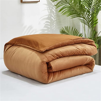 Wellboo Velvet Twin Size Comforter Set Pumpkin Fluffy Bedding Set for Women Girls Burnt Orange Plush Bedding Comforters Solid Terracotta Flannel Quilt Soft Rust Pumpkin Fuzzy Blanket Sherpa Shaggy Bed