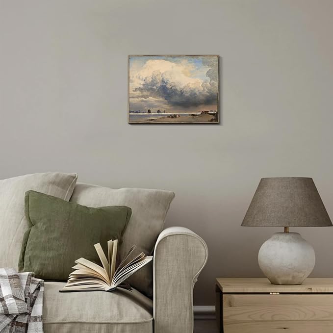 XOCUUI Unframed Canvas Wall Art Vintage Decor, Home Decor Danish Coastal Landscape in Stormy Weather Classical Paintings, Coastal Wall Art for Living Room Bedroom Office Decor, 8"x10"