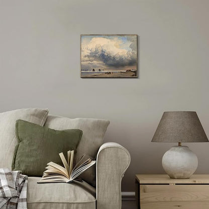 XOCUUI Unframed Canvas Wall Art Vintage Decor, Home Decor Danish Coastal Landscape in Stormy Weather Classical Paintings, Coastal Wall Art for Living Room Bedroom Office Decor, 8"x10"