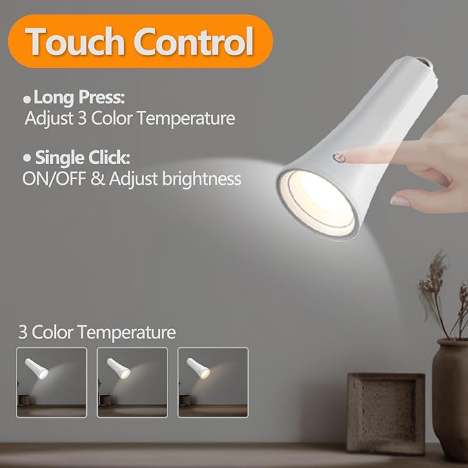 Rechargeable Desk Lamps, LED Table Lamp with 3 Brightness Levels,Removable Flashlight,Emergency power bank,Outdoor Desk Lamps/360° Rotation Reading Light for Restaurant/Indoor/Outdoor.