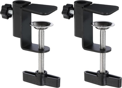 PATIKIL 0.49" Hole Dia. Desk Clamp, 2 Pcs Universal C-Clamp Base with Adjustable Screw for Microphone Mic Arm Table Lamp Mount Holder, Black