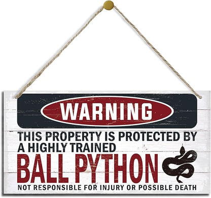 Warning Sign, Ball Python Warning Wood Plaque Sign, Funny Door Signs, Decorative Wood Hanging Suspension Plaque, Farmhouse Wooden Wall Decor, Outdoor Hanging Wooden Signs