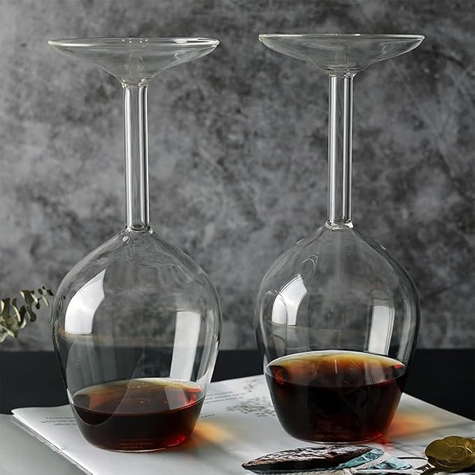 Upside down Wine Glass, Inverted Wine Glass - 400ml Funny Red Wine Glasses, Novelty Upside-Down Stemware for Cocktails, Juice & Parties, Modern Creative Glassware Gift (1PCS)