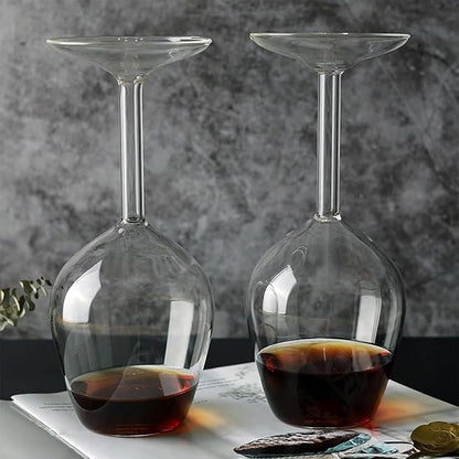 Upside down Wine Glass, Inverted Wine Glass - 400ml Funny Red Wine Glasses, Novelty Upside-Down Stemware for Cocktails, Juice & Parties, Modern Creative Glassware Gift (1PCS)