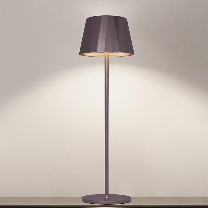Modern LED Cordless Table Lamp,5200mAh Rechargeable Desk Lamp with Stepless Dimming, Touch Waterproof Night Light for Bedroom Outdoor Bar RV Kitchen (Purplish-Brown, 3000K, Warm White)