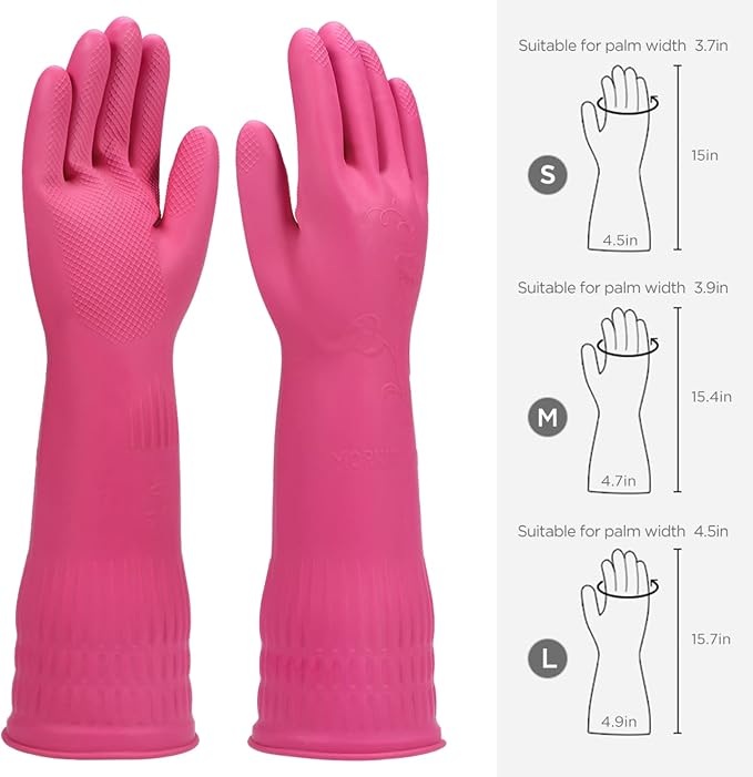 Rubber dishwashing gloves 3 or 6 Pairs for kitchen,Cleaning washing dish gloves long for household reuseable durable.