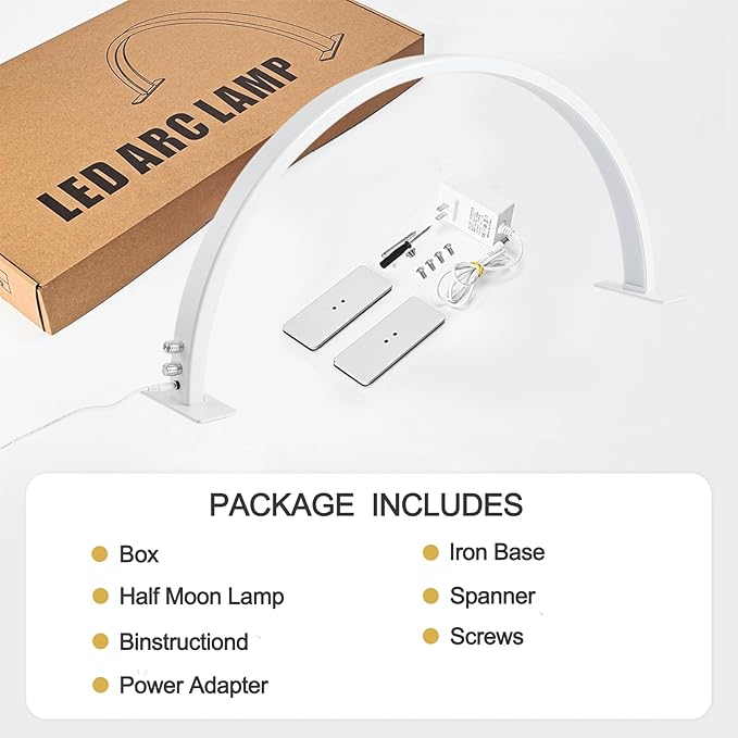 Half Moon Lamp for Naiil Desk 3000-6000k 50w LED Lash Lamp for Lash Extension Led Light for Nails tech, Stepless Dimming 3 Color Led Light for Nails Tech