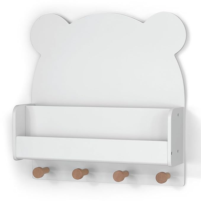 Delta Children babyGap Oxford 6-in-1 Convertible Crib + Brannan Bear Bookcase with Bins + Brannan Bear Wall Shelf with 4 Hooks, Bianca White/Natural (Bundle)