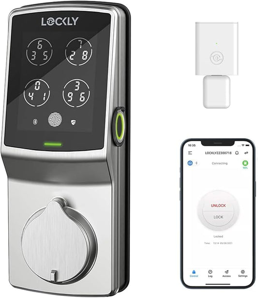Lockly Secure Pro Wi-Fi Smart Door Lock, Keyless Entry with PIN Genie® Digital Keypad, 3D Biometric Fingerprint Sensor Front Door Lock Deadbolt, Voice Control & Auto Lock - Deadbolt Edition