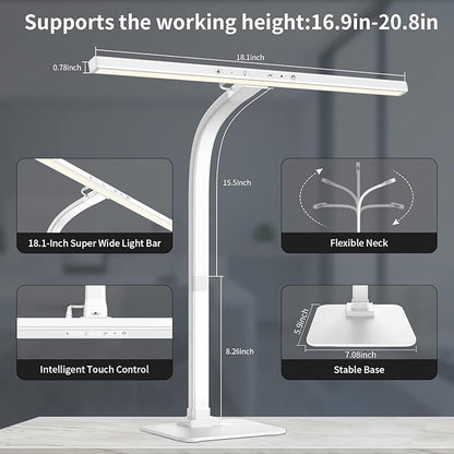 EppieBasic Led Desk Lamp,Architect Desk Lamps for Home Office, 12W Dimmable & 6 Color Modes Extra Bright Modern Table lamp with Base, Auto Dimming Overhead Desk Lighting for Workbench Monitor