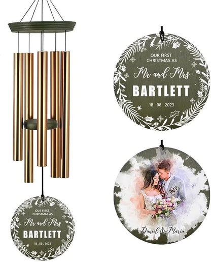 ASTARIN Personalized 20th 50th Anniversary Wind Chime, Happy Anniversary Wedding Valentine's Day Gift for Wife Husband Men Women Sister, Golden Anniversary Keepsake Decorations for Parents Couples