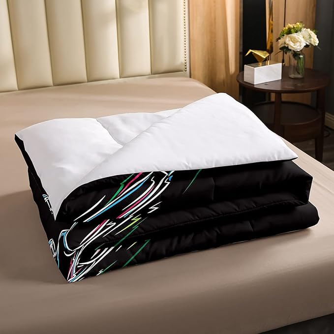 Erosebridal Boys Football Bedding Set Twin Size American Rugby Comforter Set for Kids Teen Men Bedroom Dorm Decor Sketch Football Athlete Comforter Ball Sports Quilt Duvet Insert 1 Pillow Case Black