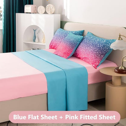 PERFEMET Girls Comforter Set Twin Size 6 Piece Bed in A Bag 3D Colorful Rainbow Bedding Comforter Sheet Set for Kids - (1 Comforter, 1 Flat Sheet, 1 Fitted Sheet, 2 Pillowcases, 1 Cushion Cover)