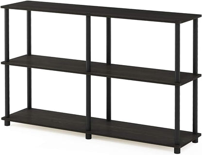 Furinno 4-Tier Shelf Display Rack and 3-Tier Double Storage Display Rack Bundle, Square and Round Tubes