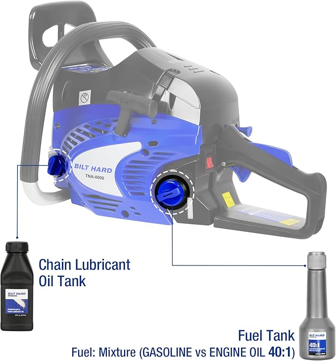 BILT HARD Gas Chainsaw 22 inch 56cc 3.1 HP Chain Saws with Automatic Oiler for Trees, Gas Powered 2-Cycle Wood Cutting Machine Petrol Handheld Gasline Chainsaws for Outdoor Garden Farm Home