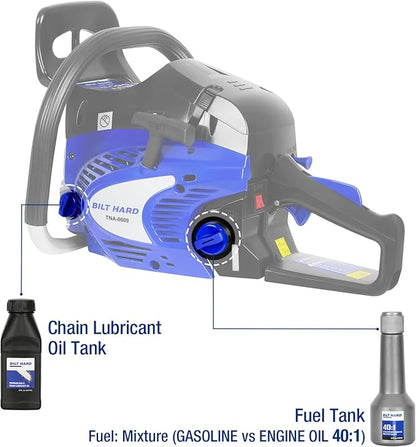 BILT HARD Gas Chainsaw 22 inch 56cc 3.1 HP Chain Saws with Automatic Oiler for Trees, Gas Powered 2-Cycle Wood Cutting Machine Petrol Handheld Gasline Chainsaws for Outdoor Garden Farm Home