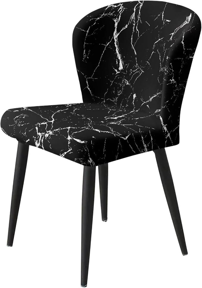 Black Marble Crack Bar Chair Seat Covers for Dining Room Decorative Covers for Bar Chair Stretch Chair Seat Covers Set of 2 Soft Barstool Chair Seat Cushion Slipcovers